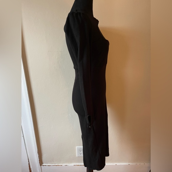 J uptown fitted open front knot dress, back slit, gold zip, button wrist, size L - Picture 8 of 8